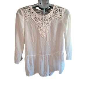 daniel rainn Size Small White sheer blouse crochet